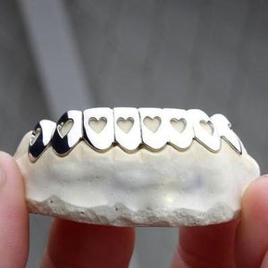 White Gold Heart Window Grillz