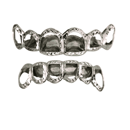 Open Face Diamond Cut Silver Set