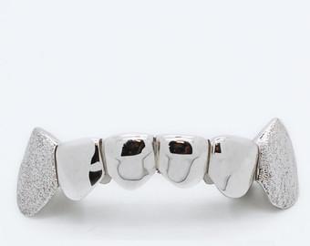 Diamond Dusted White Gold Bottoms With Fangs 